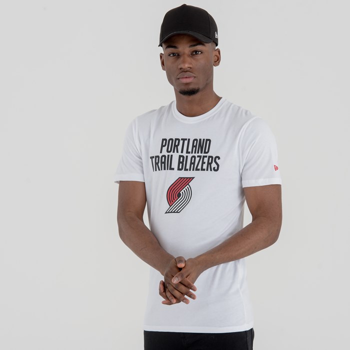 Portland Trail Blazers Team Logo Miesten T-paita Valkoinen - New Era Vaatteet Verkossa FI-960843